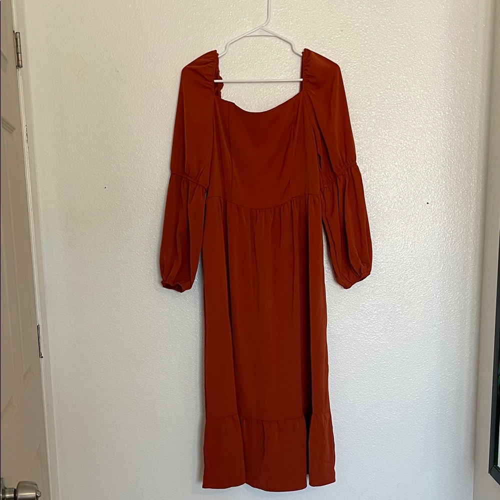 Chic Long Sleeve Rust Dress